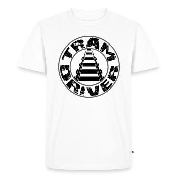 Logo Tram Driver Round - T-shirt Premium bio Homme - blanc - Devant - Nico (187cm)