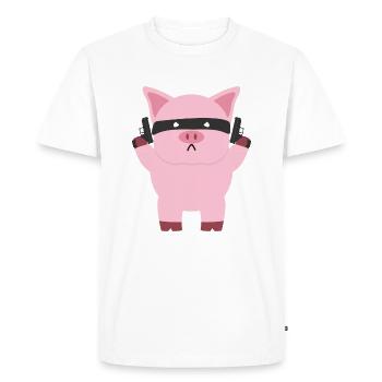 Pig - Men's Premium Organic T-Shirt - white - Front - Nico (187cm)