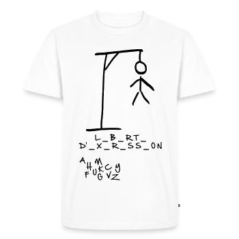 Pendu - Liberté d'expression - T-shirt Premium bio Homme - blanc - Devant - Nico (187cm)