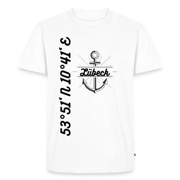 Lübeck coordinates Maritime motif - Men's Premium Organic T-Shirt - white - Front - Nico (187cm)