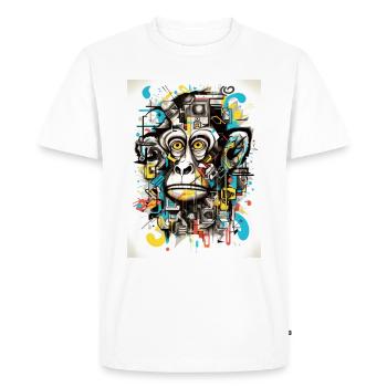 [MR] Le singe effrayé - T-shirt Premium bio Homme - blanc - Devant - Nico (187cm)