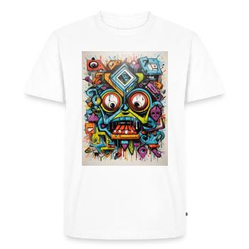[] Screaming Monster : Émeute de couleurs - T-shirt Premium bio Homme - blanc - Devant - Nico (187cm)