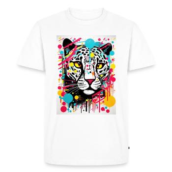 [] Tête de léopard colorée - T-shirt Premium bio Homme - blanc - Devant - Nico (187cm)