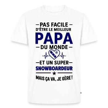 Heart + Snowboard – Super Snowboarder Dad - Men's Premium Organic T-Shirt - white - Front - Nico (187cm)