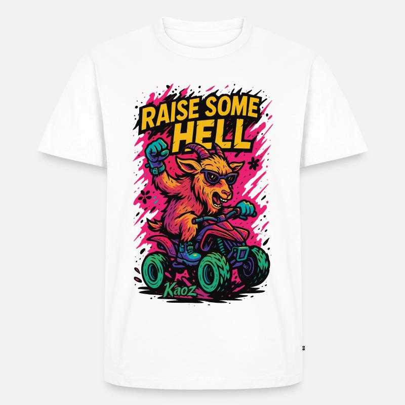 Raise Some Hell Ziege mit Quad - Männer Premium Bio T-Shirt - Weiß