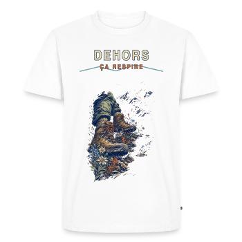 Bottes et flore sauvage hors piste - T-shirt Premium bio Homme - blanc - Devant - Nico (187cm)