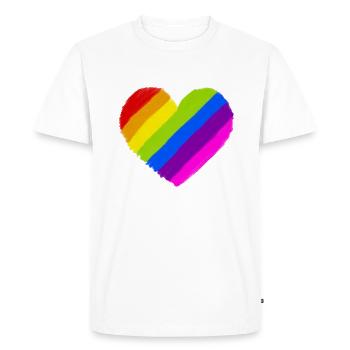 Pride rainbow heart - Men's Premium Organic T-Shirt - white - Front - Nico (187cm)