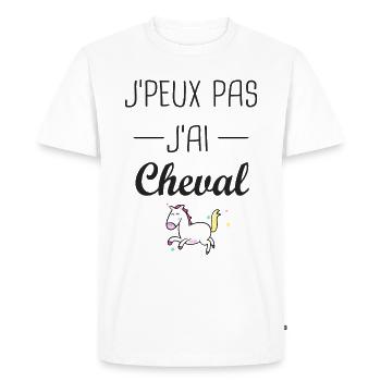 J'peux pas j ai cheval cavalière cavalier - T-shirt Premium bio Homme - blanc - Devant - Nico (187cm)