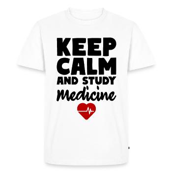 Restez calme et étudiez la médecine - T-shirt Premium bio Homme - blanc - Devant - Nico (187cm)