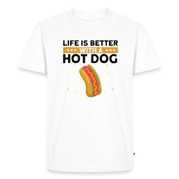 Life is Better with Hot Dog Hotdog BBQ - Men's Premium Organic T-Shirt - white - Front - Nico (187cm)