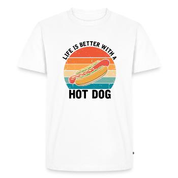 Life is Better with Hot Dog Hotdog BBQ - Men's Premium Organic T-Shirt - white - Front - Nico (187cm)