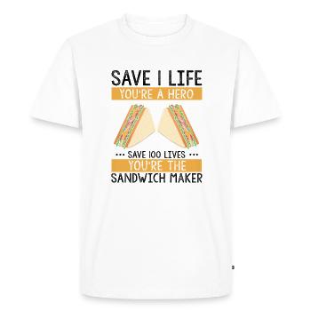Food Makers Grill BBQ Sandwich Grill Maître - T-shirt Premium bio Homme - blanc - Devant - Nico (187cm)