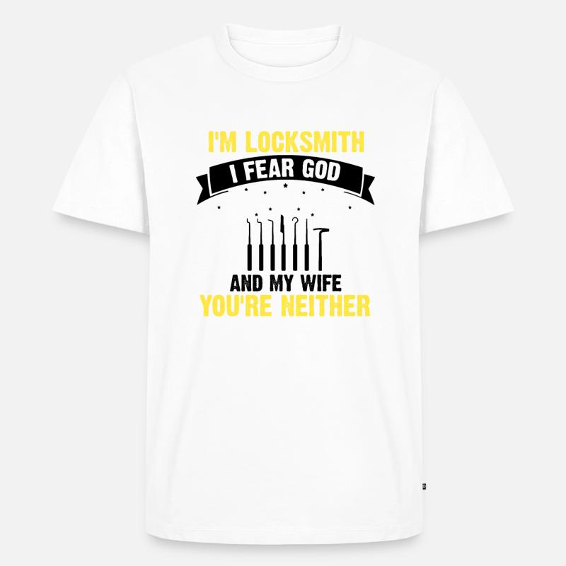 Lockpicking Experte Aufsperrdienst Schloss Papa - Männer Premium Bio T-Shirt - Weiß
