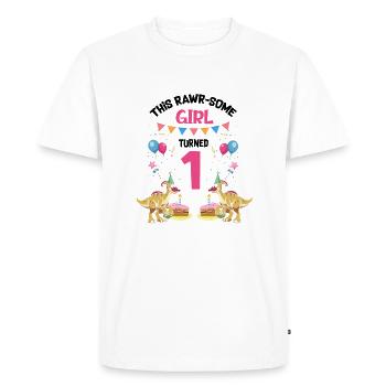 Parasaurolophus Kids for Dinosaur Birthday - Men's Premium Organic T-Shirt - white - Front - Nico (187cm)