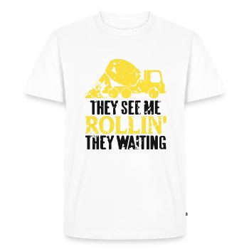 Conception de bétonneur pour ouvrier du bâtiment et chantier de construction - T-shirt Premium bio Homme - blanc - Devant - Nico (187cm)