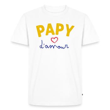 Papy D'amour C'est Le Mien - T-shirt Premium bio Homme - blanc - Devant - Nico (187cm)