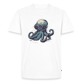 Poulpe comique ringard avec lunettes - T-shirt Premium bio Homme - blanc - Devant - Nico (187cm)