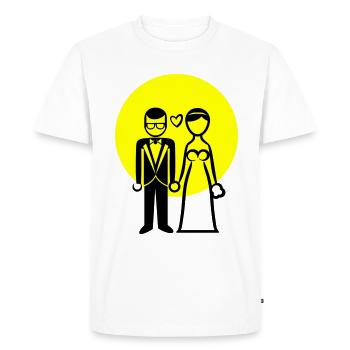 Couple de mariage, couple marié, mariée, marié - T-shirt Premium bio Homme - blanc - Devant - Nico (187cm)
