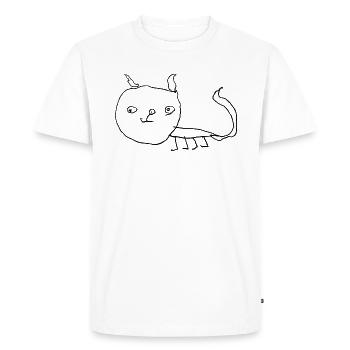 Kid Drawing Funny Cat - Men's Premium Organic T-Shirt - white - Front - Nico (187cm)