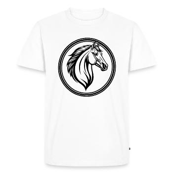 Emblème Tête de Cheval - T-shirt Premium bio Homme - blanc - Devant - Nico (187cm)