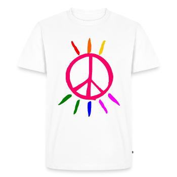 Lgbt paix peace - T-shirt Premium bio Homme - blanc - Devant - Nico (187cm)