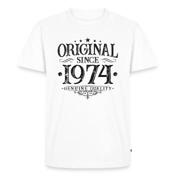 Original depuis 1974 Vintage Vintage anniversaire - T-shirt Premium bio Homme - blanc - Devant - Nico (187cm)