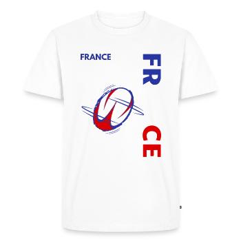 france rugby design,rugby france ,france - T-shirt Premium bio Homme - blanc - Devant - Nico (187cm)
