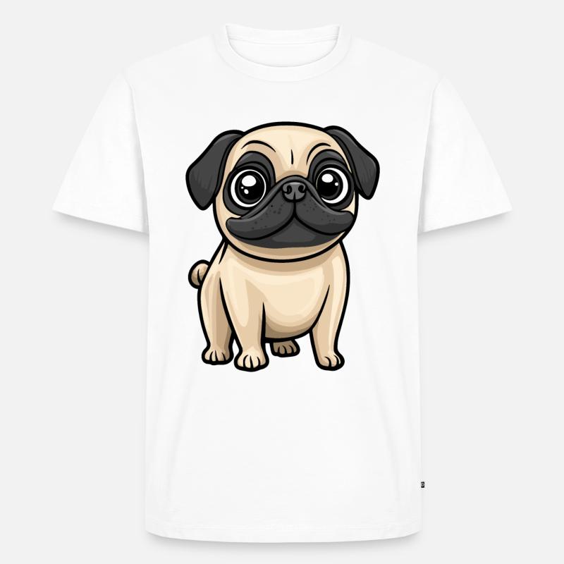Mops Hund Comic Baby - Männer Premium Bio T-Shirt - Weiß