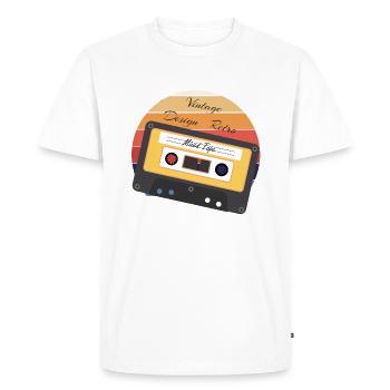 Cassette audio rétro vintage - T-shirt Premium bio Homme - blanc - Devant - Nico (187cm)