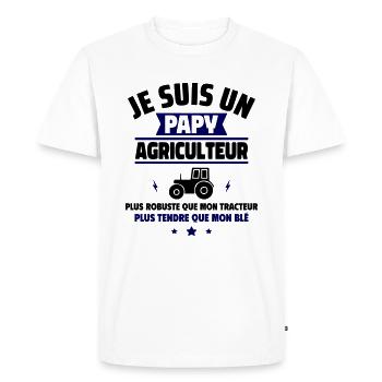 Papy Agriculteur,cadeau fête des grands-pères,papi - T-shirt Premium bio Homme - blanc - Devant - Nico (187cm)