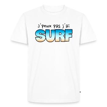 J'peux pas j'ai surf. Surfeur. Surfeuse. Humour - T-shirt Premium bio Homme - blanc - Devant - Nico (187cm)