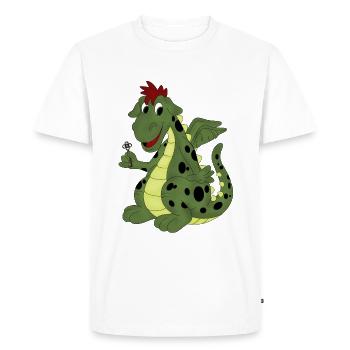 Dragon écarquillé vert - T-shirt Premium bio Homme - blanc - Devant - Nico (187cm)