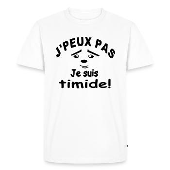 Humour j peux pas je suis timide - T-shirt Premium bio Homme - blanc - Devant - Nico (187cm)