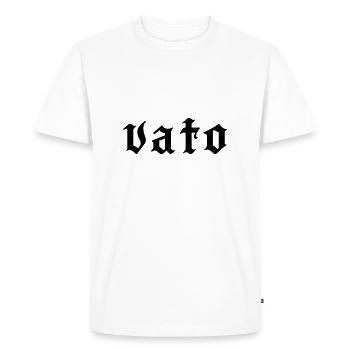 Vato Old English - Men's Premium Organic T-Shirt - white - Front - Nico (187cm)