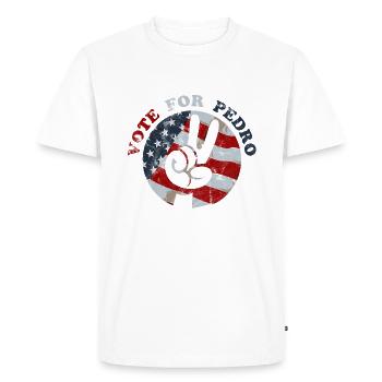 Vote for Pedro USA - Men's Premium Organic T-Shirt - white - Front - Nico (187cm)
