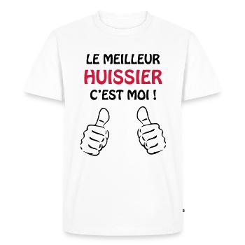 Le meilleur Huissier c'est moi - T-shirt Premium bio Homme - blanc - Devant - Nico (187cm)