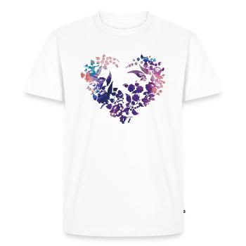 fleurs hongroises, coeur de fleur, coeur, tablier de cuisine - T-shirt Premium bio Homme - blanc - Devant - Nico (187cm)