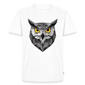 Low Poly Owl – un design moderne pour les petits malins - T-shirt Premium bio Homme - blanc - Devant - Nico (187cm)