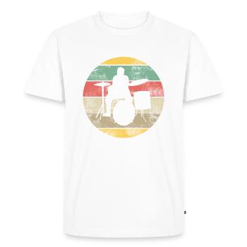 Batterie rétro batteur vintage - T-shirt Premium bio Homme - blanc - Devant - Nico (187cm)