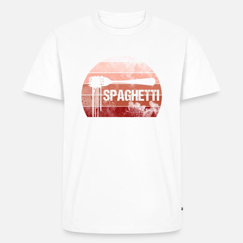 Gabel Spaghetti Retro - Männer Premium Bio T-Shirt - Weiß