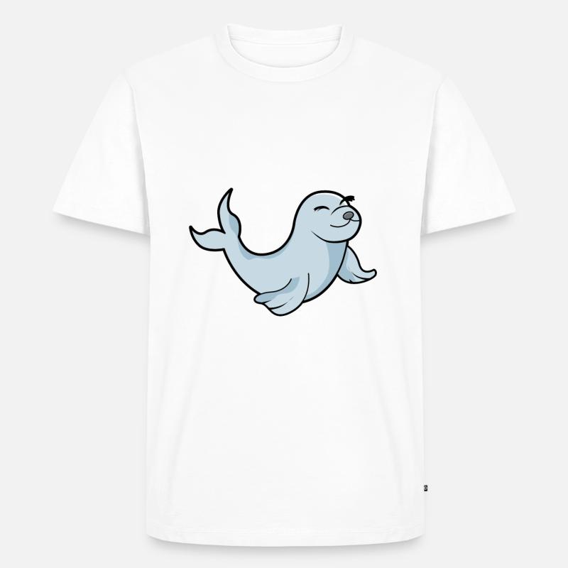 Niedlich Robbe Seehund - Männer Premium Bio T-Shirt - Weiß