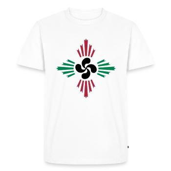 croix basque - lauburu 52 - T-shirt Premium bio Homme - blanc - Devant - Nico (187cm)