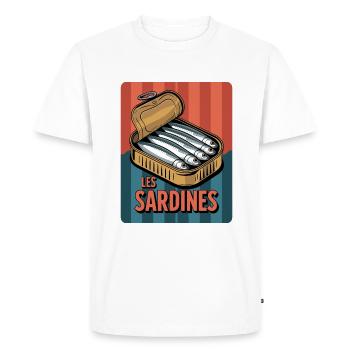 Boîte à sardines rétro Vintage motif français - T-shirt Premium bio Homme - blanc - Devant - Nico (187cm)