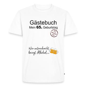 65. Geburtstag Gästebuch Geschenk Zum Geburtstag - Männer Premium Bio T-Shirt - Weiß - Vorne - Nico (187cm)