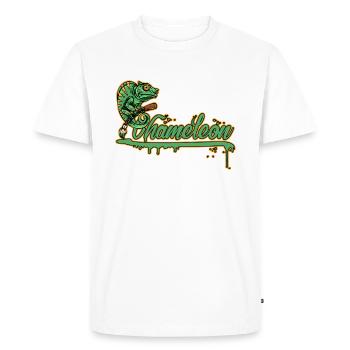 Natures Art Caméléon Propriétaire de reptile urbain - T-shirt Premium bio Homme - blanc - Devant - Nico (187cm)