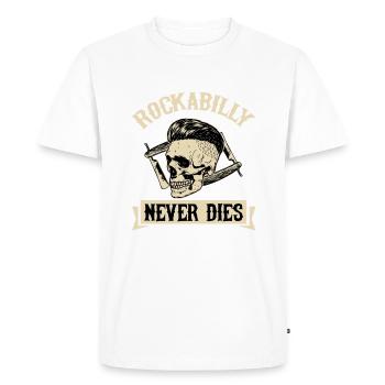 Rockabilly ne meurt jamais - T-shirt Premium bio Homme - blanc - Devant - Nico (187cm)