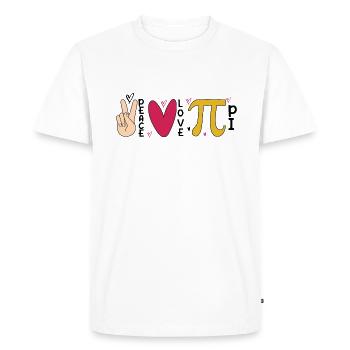 Amour Paix Pi Math Vacances Mathématiques Pi - T-shirt Premium bio Homme - blanc - Devant - Nico (187cm)
