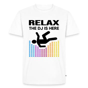 DJ relax rainbow techno hardtekk bass disco - T-shirt Premium bio Homme - blanc - Devant - Nico (187cm)