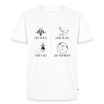 Save Bees Protect Oceans Day Earth Day - Men's Premium Organic T-Shirt - white - Front - Nico (187cm)