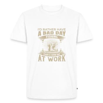 Je préfère une mauvaise journée de pêche que...... - T-shirt Premium bio Homme - blanc - Devant - Nico (187cm)